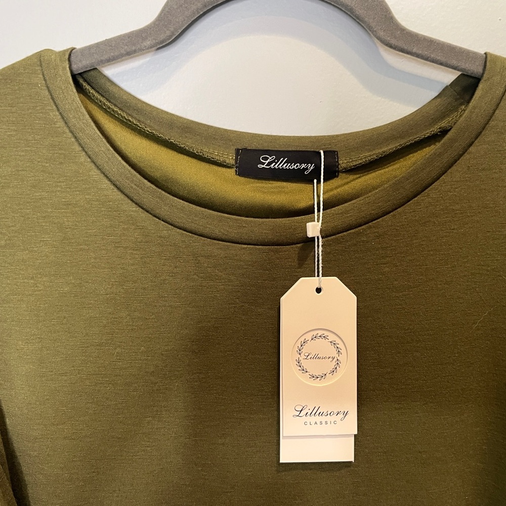 NWT Khaki Green Short Sleeve Dress - Women’s Size Medium - Picture 3 of 4